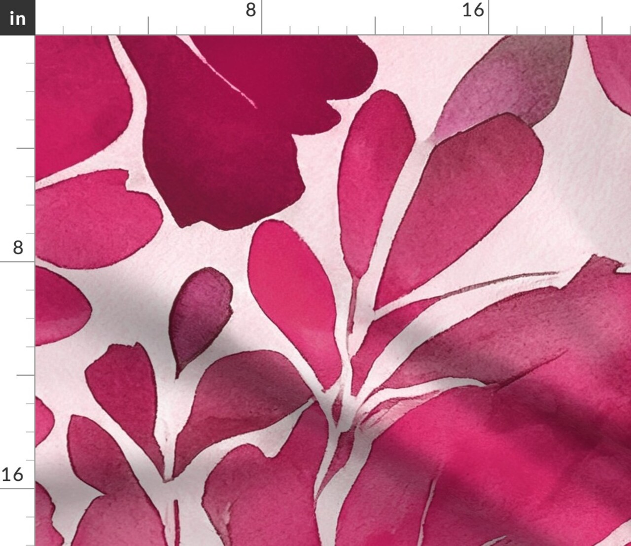 Watercolor Magenta Pink Nature Botanical Flowers Custom Printed Fabric by Spoonflower Various Fabrics by the Yard or Fat Quarter